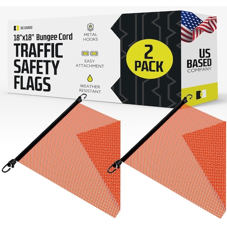 Dc Cargo Orange Safety Flag with Bungee Straps, 2PK SFBO-2